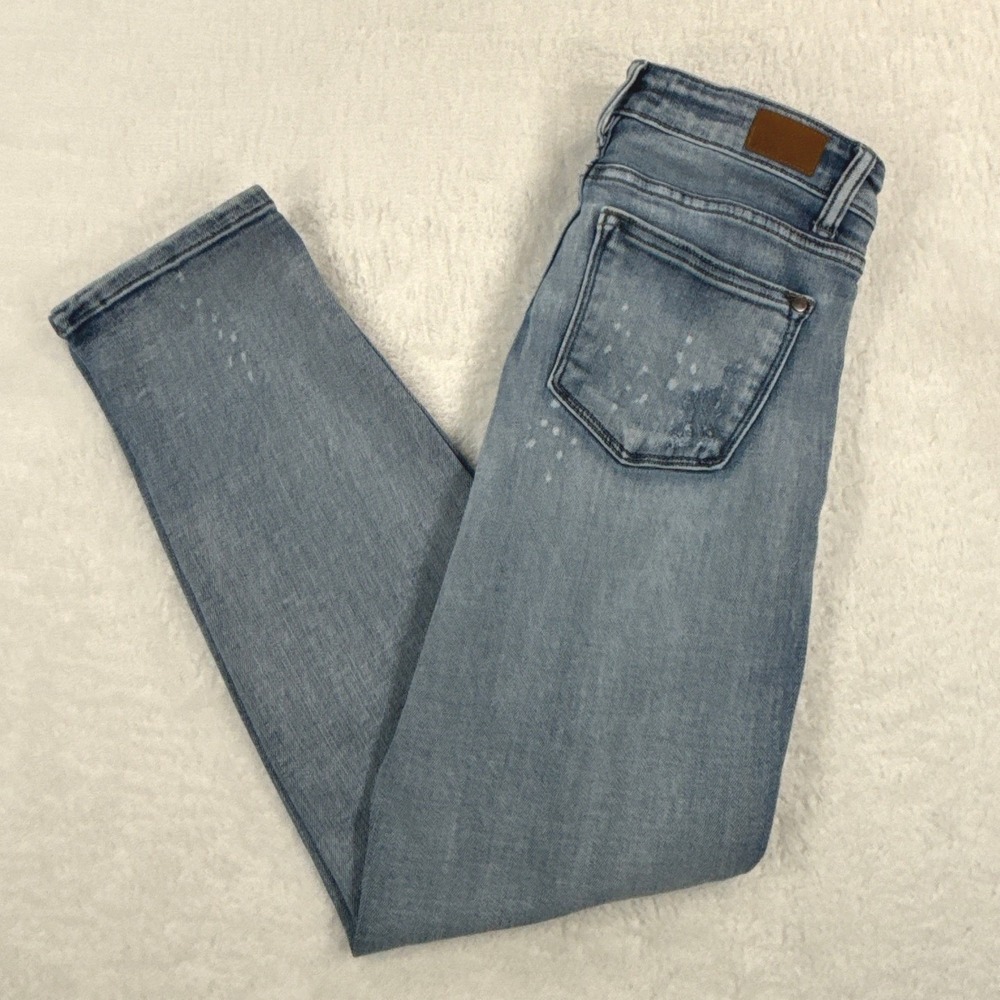 Judy Blue Boyfriend Jeans Womens 0/24 Light Wash Distressed Paint Splatter